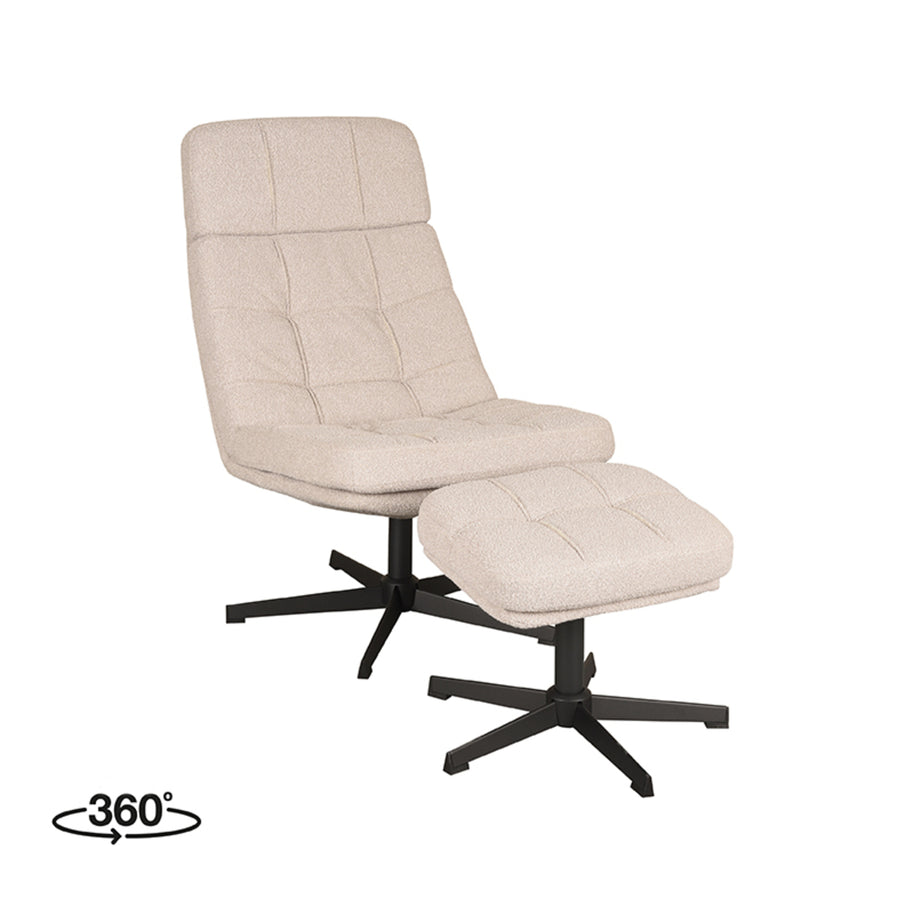 LABEL51 Fauteuils Alvar - Naturel - Boucle - Incl. Hocker