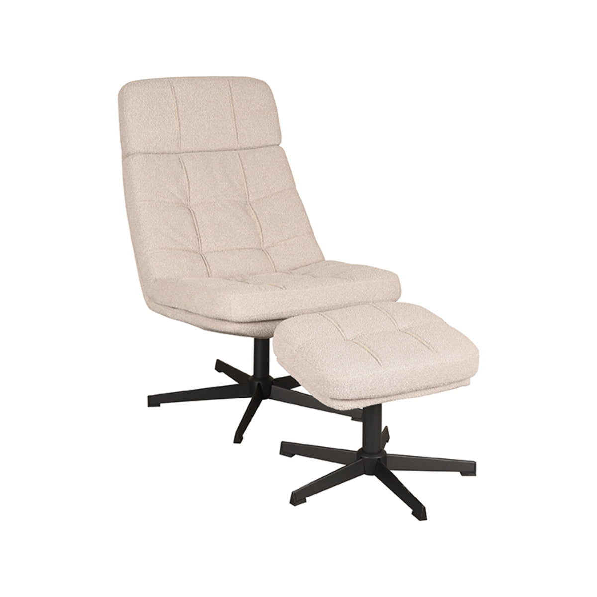 LABEL51 Fauteuils Alvar - Naturel - Boucle - Incl. Hocker