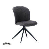 LABEL51 Eetkamerstoelen Kimo - Antraciet - Velvet - Zwart Metalen Frame