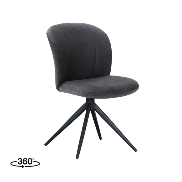 LABEL51 Eetkamerstoelen Kimo - Antraciet - Velvet - Zwart Metalen Frame