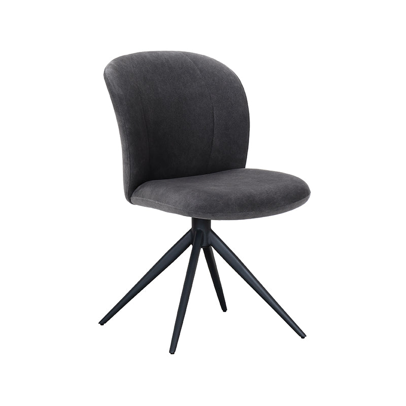 LABEL51 Eetkamerstoelen Kimo - Antraciet - Velvet - Zwart Metalen Frame