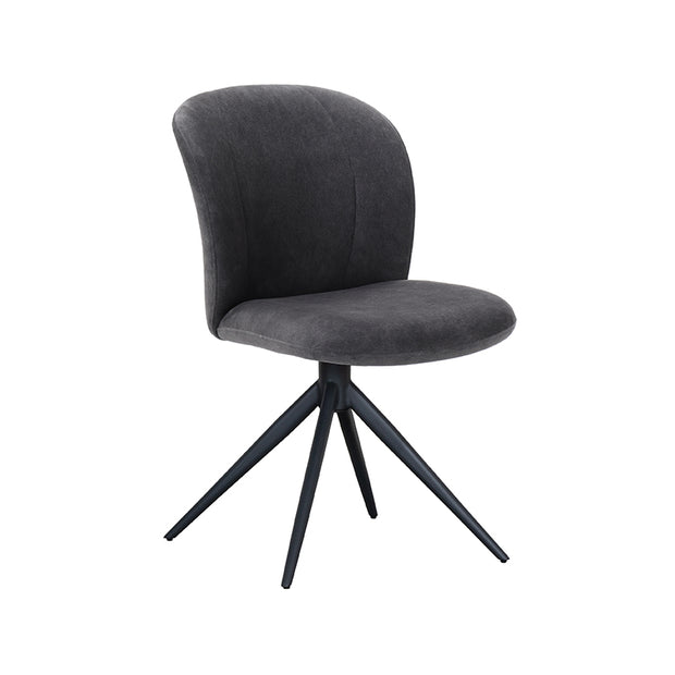 LABEL51 Eetkamerstoelen Kimo - Antraciet - Velvet - Zwart Metalen Frame
