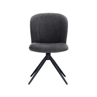 LABEL51 Eetkamerstoelen Kimo - Antraciet - Velvet - Zwart Metalen Frame
