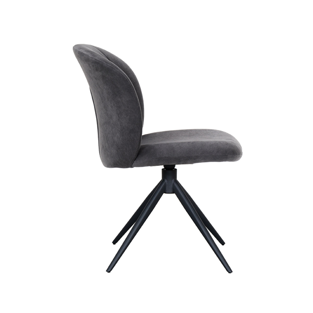 LABEL51 Eetkamerstoelen Kimo - Antraciet - Velvet - Zwart Metalen Frame