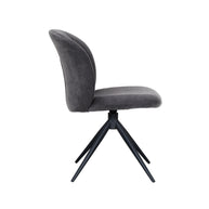 LABEL51 Eetkamerstoelen Kimo - Antraciet - Velvet - Zwart Metalen Frame