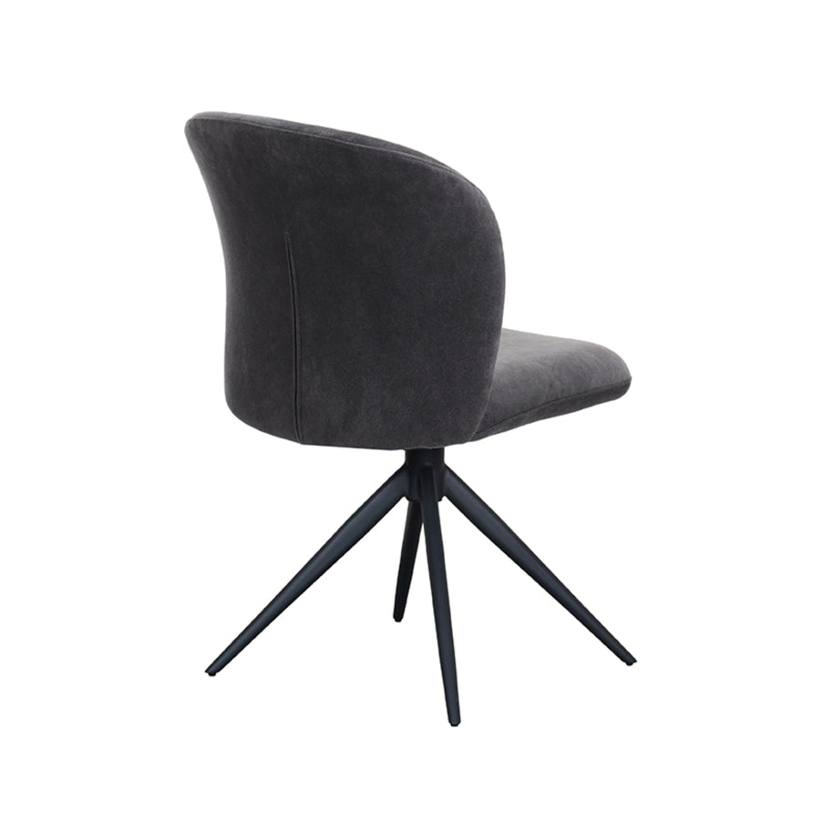 LABEL51 Eetkamerstoelen Kimo - Antraciet - Velvet - Zwart Metalen Frame