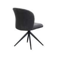 LABEL51 Eetkamerstoelen Kimo - Antraciet - Velvet - Zwart Metalen Frame