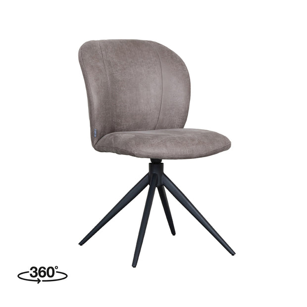 LABEL51 Eetkamerstoelen Kimo - Taupe - Kunstleder - Zwart Metalen Frame