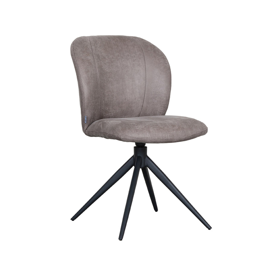 LABEL51 Eetkamerstoelen Kimo - Taupe - Kunstleder - Zwart Metalen Frame
