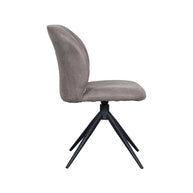 LABEL51 Eetkamerstoelen Kimo - Taupe - Kunstleder - Zwart Metalen Frame
