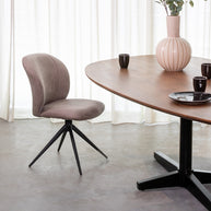 LABEL51 Eetkamerstoelen Kimo - Naturel - Boucle - Zwart Metalen Frame