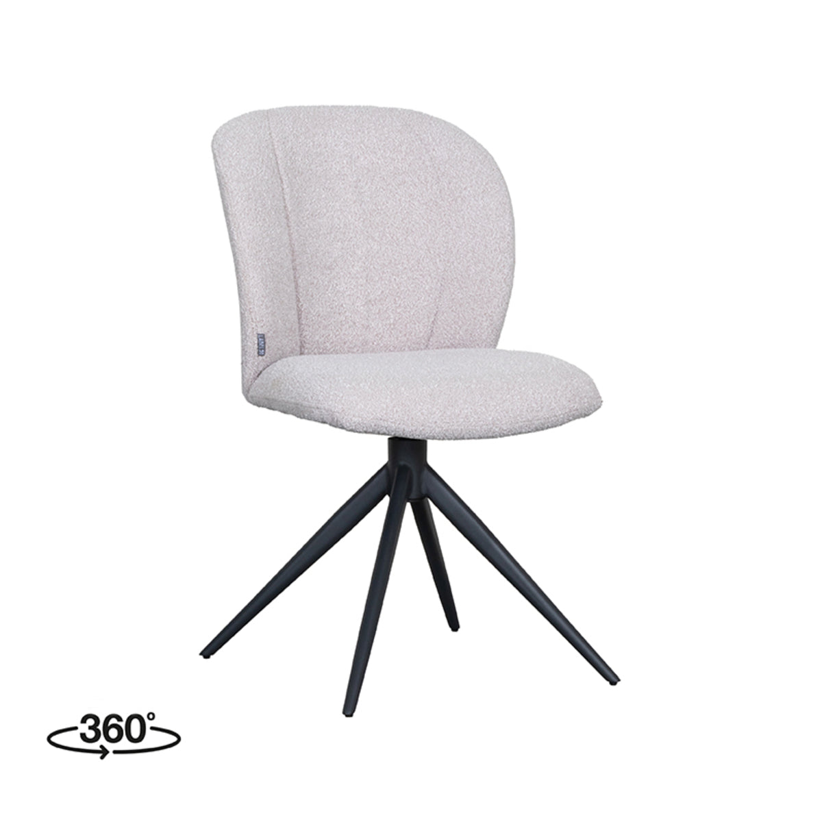 LABEL51 Eetkamerstoelen Kimo - Naturel - Boucle - Zwart Metalen Frame
