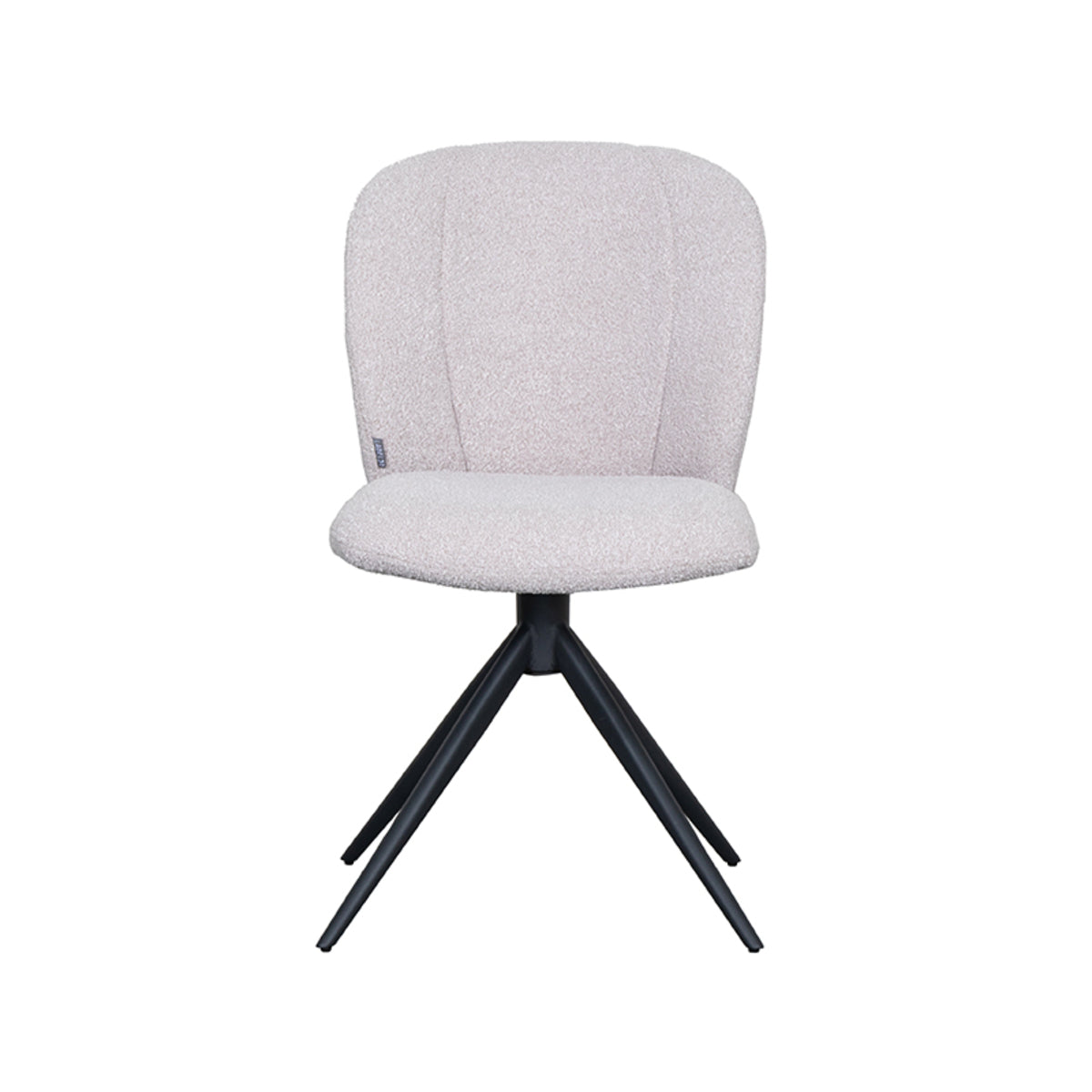 LABEL51 Eetkamerstoelen Kimo - Naturel - Boucle - Zwart Metalen Frame