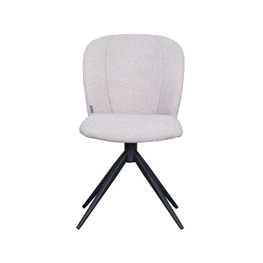 LABEL51 Eetkamerstoelen Kimo - Naturel - Boucle - Zwart Metalen Frame
