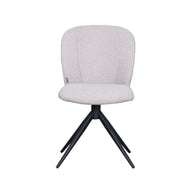 LABEL51 Eetkamerstoelen Kimo - Naturel - Boucle - Zwart Metalen Frame