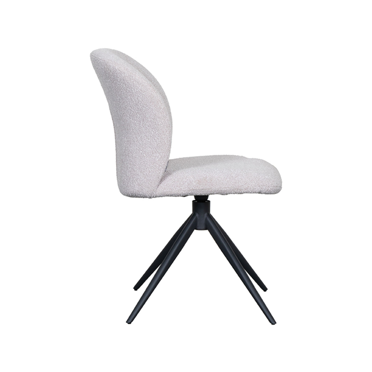 LABEL51 Eetkamerstoelen Kimo - Naturel - Boucle - Zwart Metalen Frame