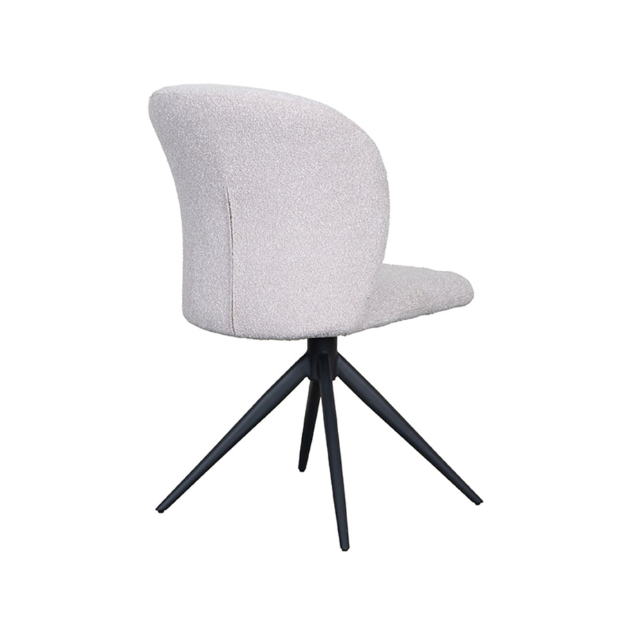 LABEL51 Eetkamerstoelen Kimo - Naturel - Boucle - Zwart Metalen Frame