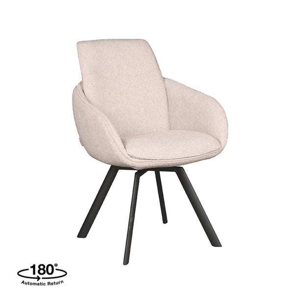 LABEL51 Eetkamerstoelen Beauty - Naturel - Boucle - Zwart Metalen Frame