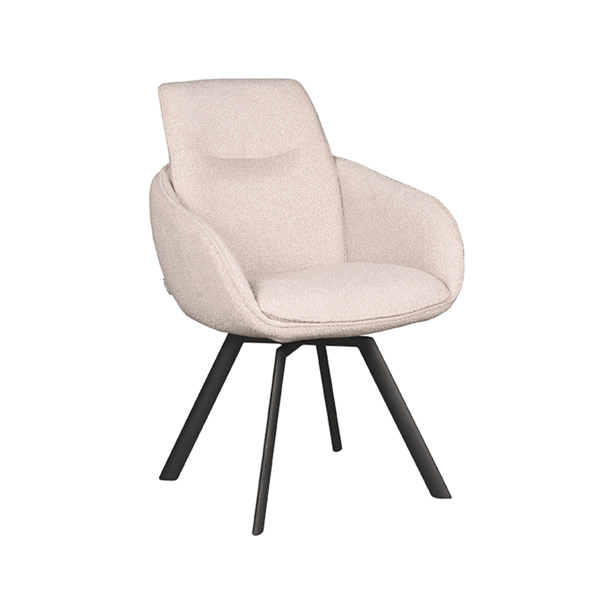 LABEL51 Eetkamerstoelen Beauty - Naturel - Boucle - Zwart Metalen Frame