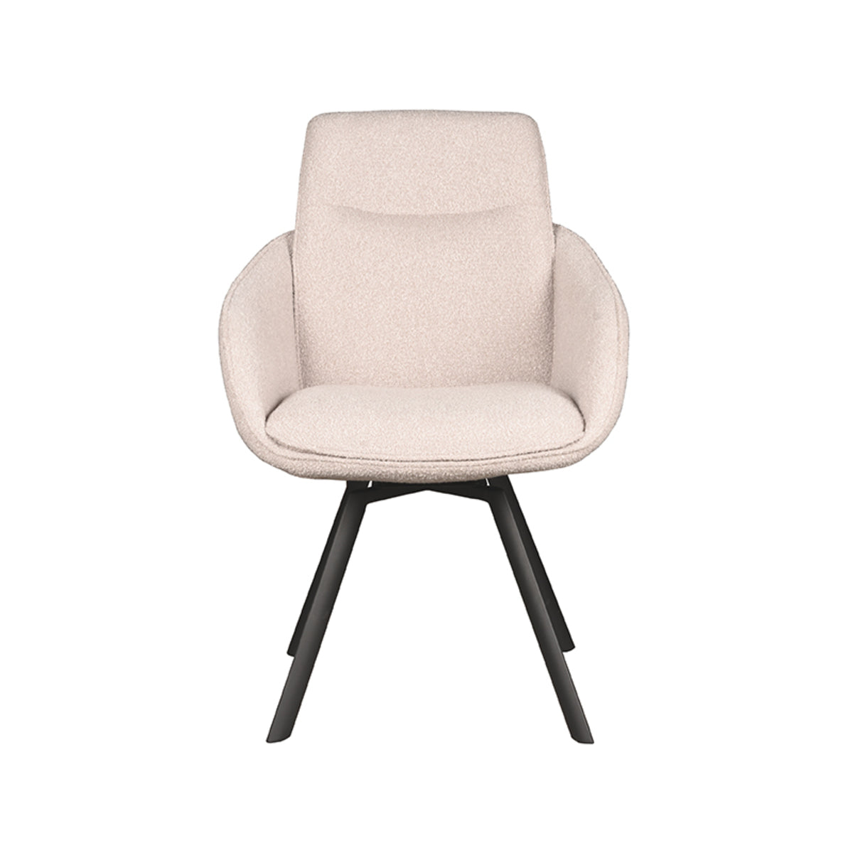 LABEL51 Eetkamerstoelen Beauty - Naturel - Boucle - Zwart Metalen Frame