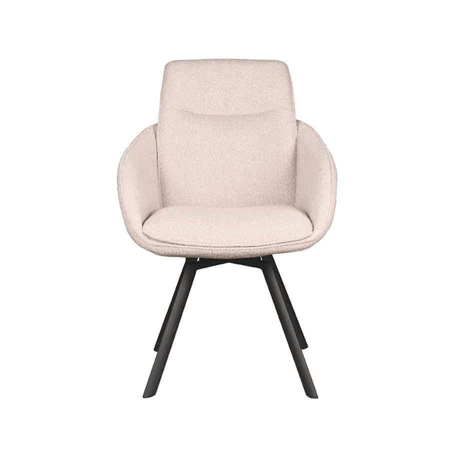 LABEL51 Eetkamerstoelen Beauty - Naturel - Boucle - Zwart Metalen Frame