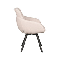 LABEL51 Eetkamerstoelen Beauty - Naturel - Boucle - Zwart Metalen Frame