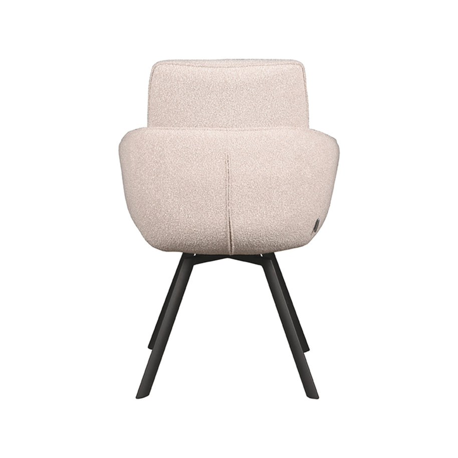 LABEL51 Eetkamerstoelen Beauty - Naturel - Boucle - Zwart Metalen Frame