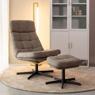 LABEL51 Fauteuils Alvar - Taupe - Kunstleder - Incl. Hocker