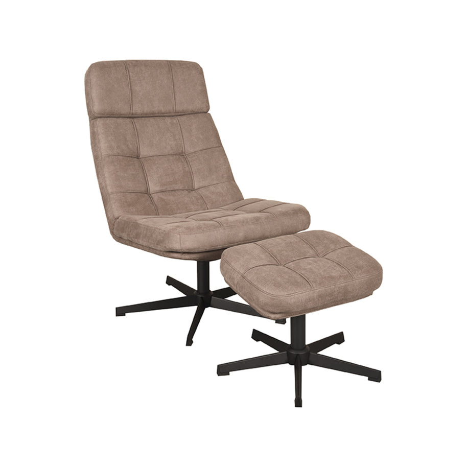 LABEL51 Fauteuils Alvar - Taupe - Kunstleder - Incl. Hocker