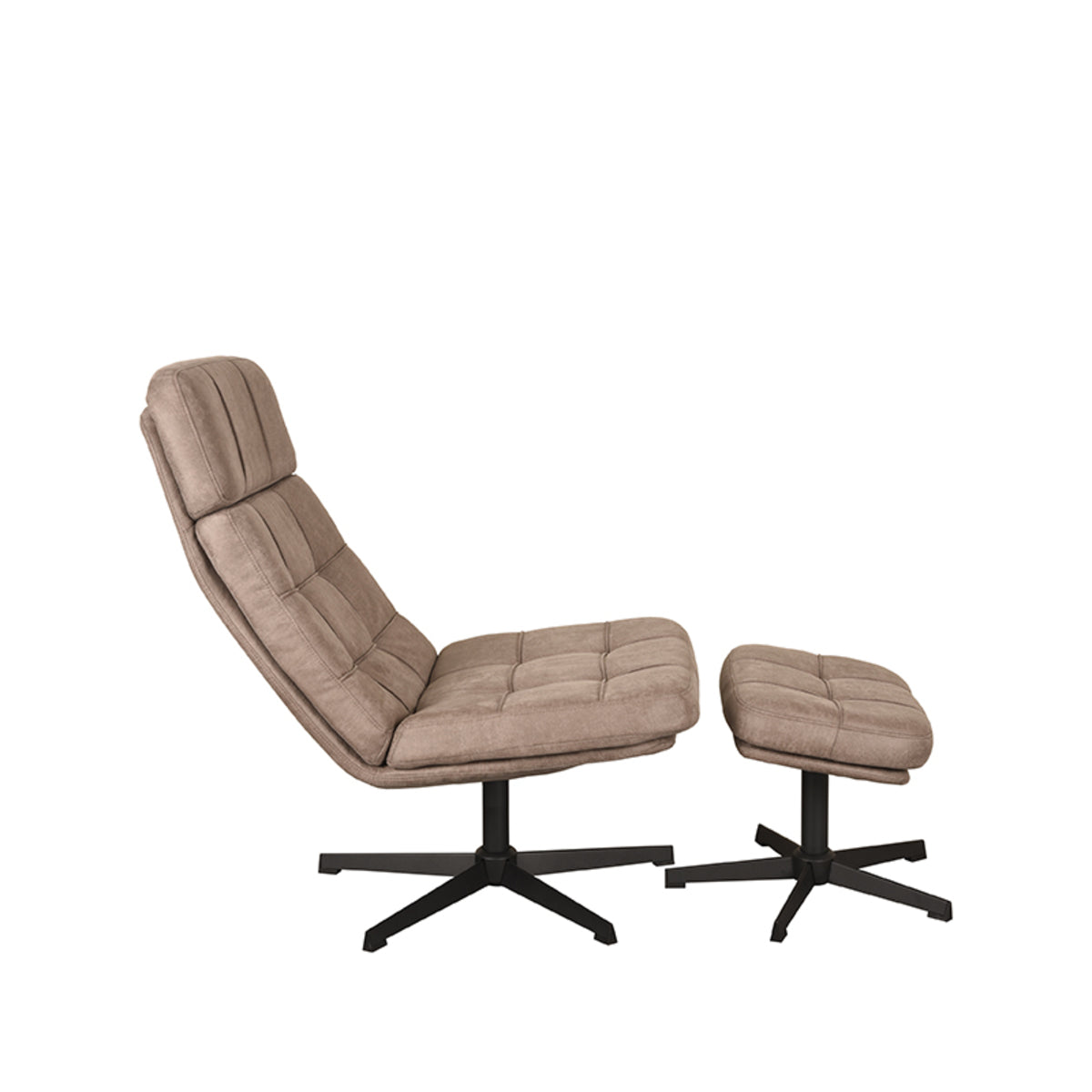 LABEL51 Fauteuils Alvar - Taupe - Kunstleder - Incl. Hocker