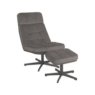 LABEL51 Fauteuils Alvar - Antraciet - Velvet - Incl. Hocker
