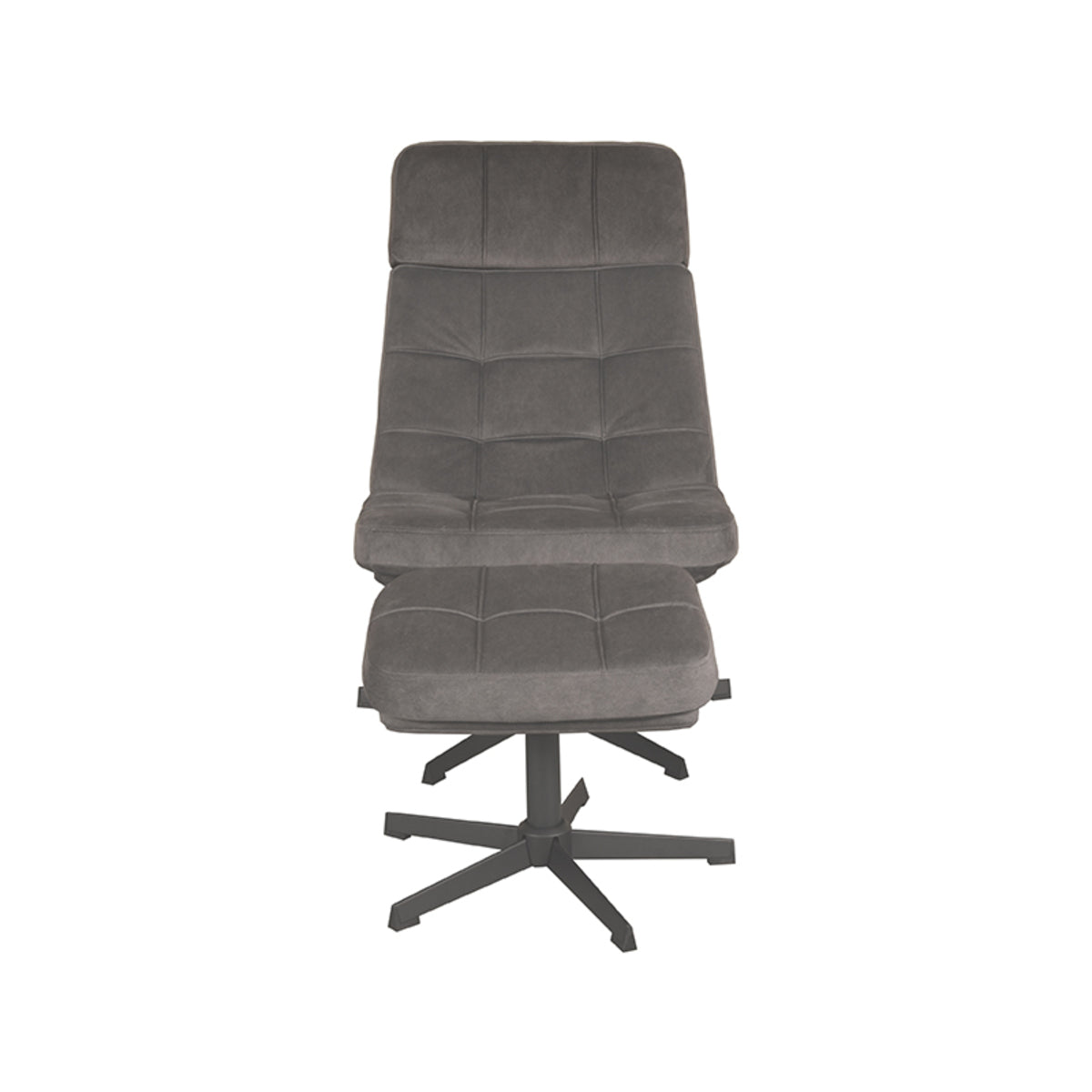 LABEL51 Fauteuils Alvar - Antraciet - Velvet - Incl. Hocker