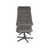 LABEL51 Fauteuils Alvar - Antraciet - Velvet - Incl. Hocker