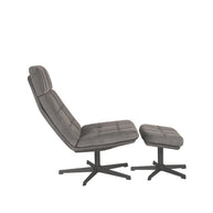 LABEL51 Fauteuils Alvar - Antraciet - Velvet - Incl. Hocker