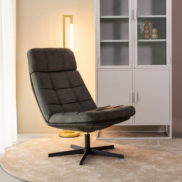 LABEL51 Fauteuils Alvar - Antraciet - Velvet - Excl. Hocker