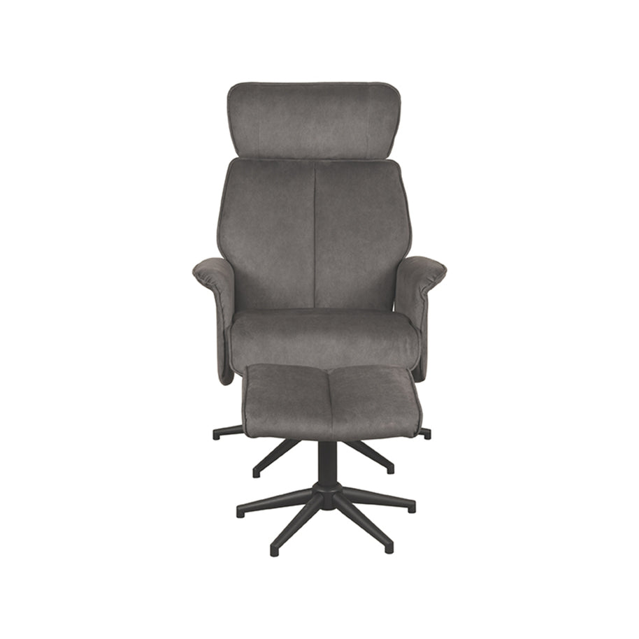 LABEL51 Fauteuils Verdal - Antraciet - Velvet - Incl. Hocker
