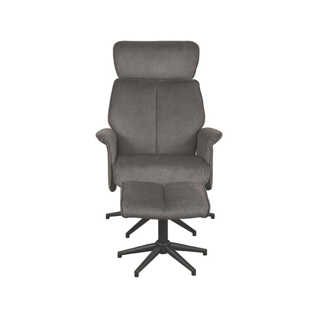 LABEL51 Fauteuils Verdal - Antraciet - Velvet - Incl. Hocker