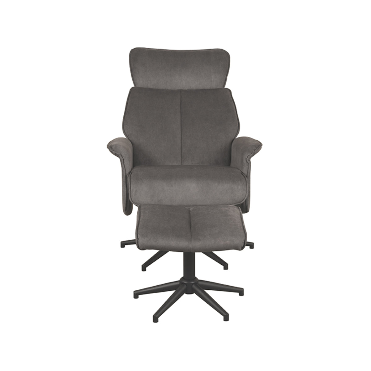 LABEL51 Fauteuils Verdal - Antraciet - Velvet - Incl. Hocker