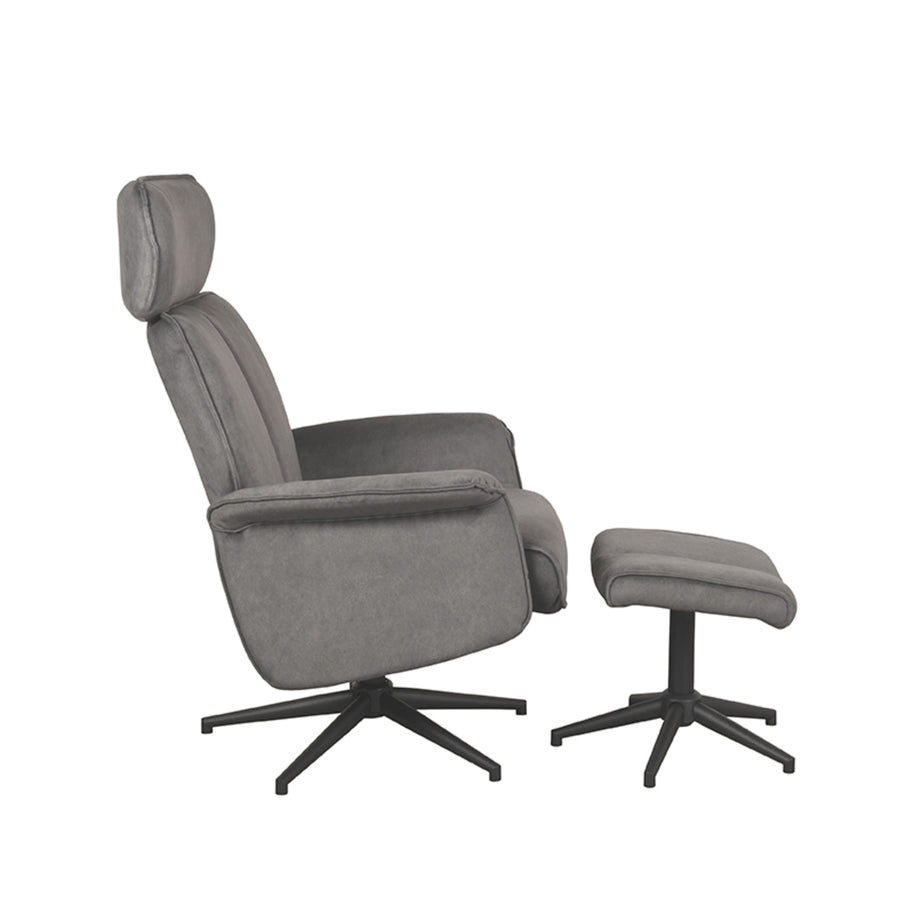 LABEL51 Fauteuils Verdal - Antraciet - Velvet - Incl. Hocker