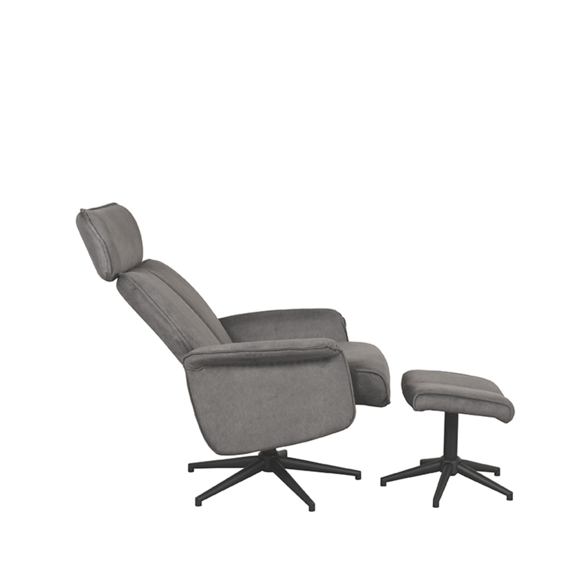 LABEL51 Fauteuils Verdal - Antraciet - Velvet - Incl. Hocker