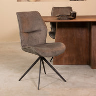 LABEL51 Eetkamerstoelen Comfy - Antraciet - Velvet - Zwart Metalen Frame