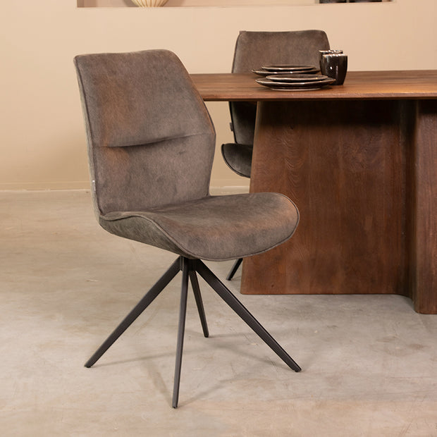 LABEL51 Eetkamerstoelen Comfy - Antraciet - Velvet - Zwart Metalen Frame