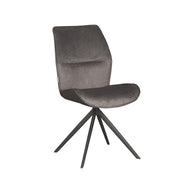 LABEL51 Eetkamerstoelen Comfy - Antraciet - Velvet - Zwart Metalen Frame