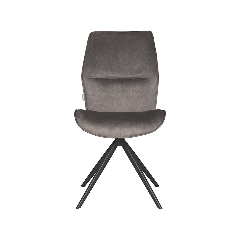 LABEL51 Eetkamerstoelen Comfy - Antraciet - Velvet - Zwart Metalen Frame