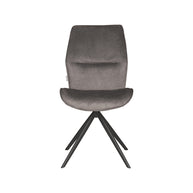 LABEL51 Eetkamerstoelen Comfy - Antraciet - Velvet - Zwart Metalen Frame
