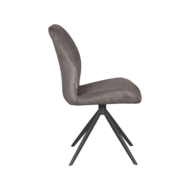 LABEL51 Eetkamerstoelen Comfy - Antraciet - Velvet - Zwart Metalen Frame