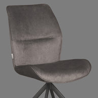 LABEL51 Eetkamerstoelen Comfy - Antraciet - Velvet - Zwart Metalen Frame