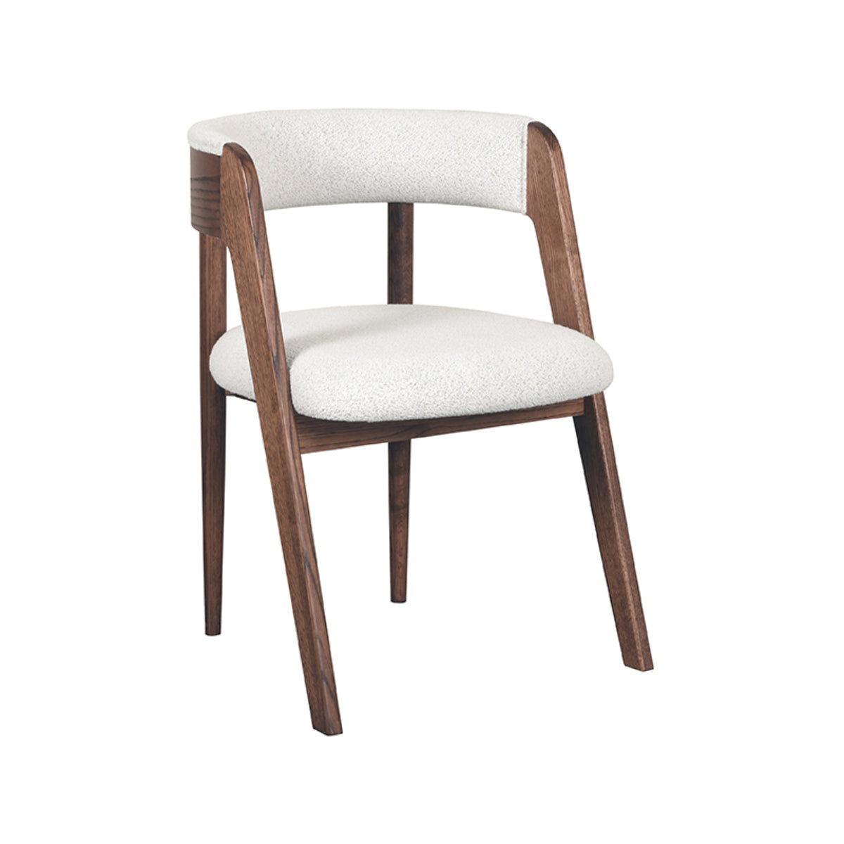 LABEL51 Eetkamerstoelen Sasha - Ecru - Boucle - Walnoot Houten Frame