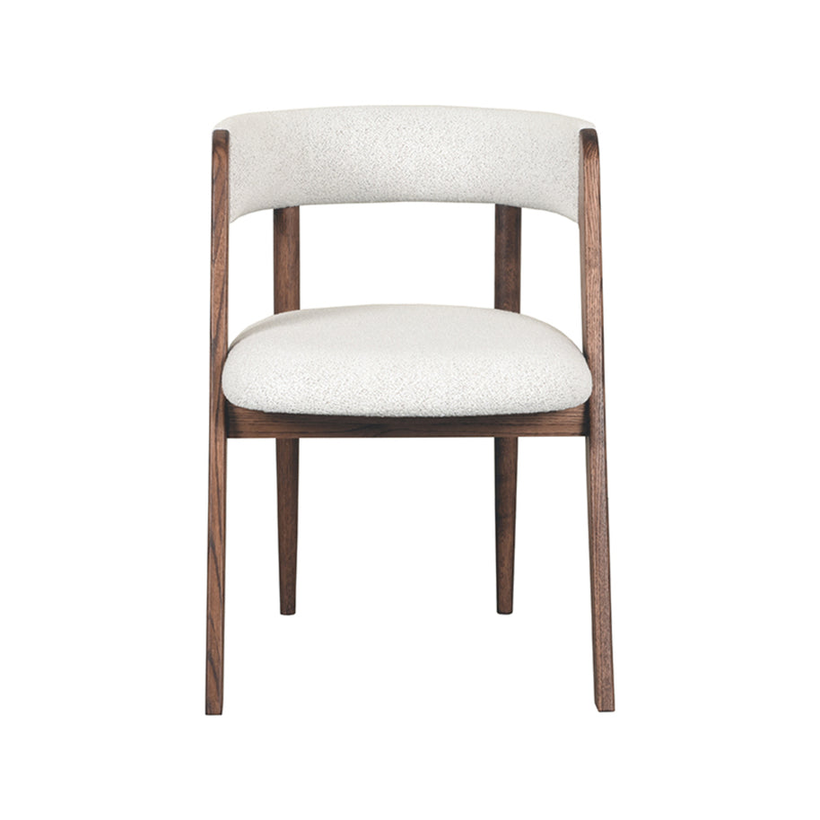 LABEL51 Eetkamerstoelen Sasha - Ecru - Boucle - Walnoot Houten Frame