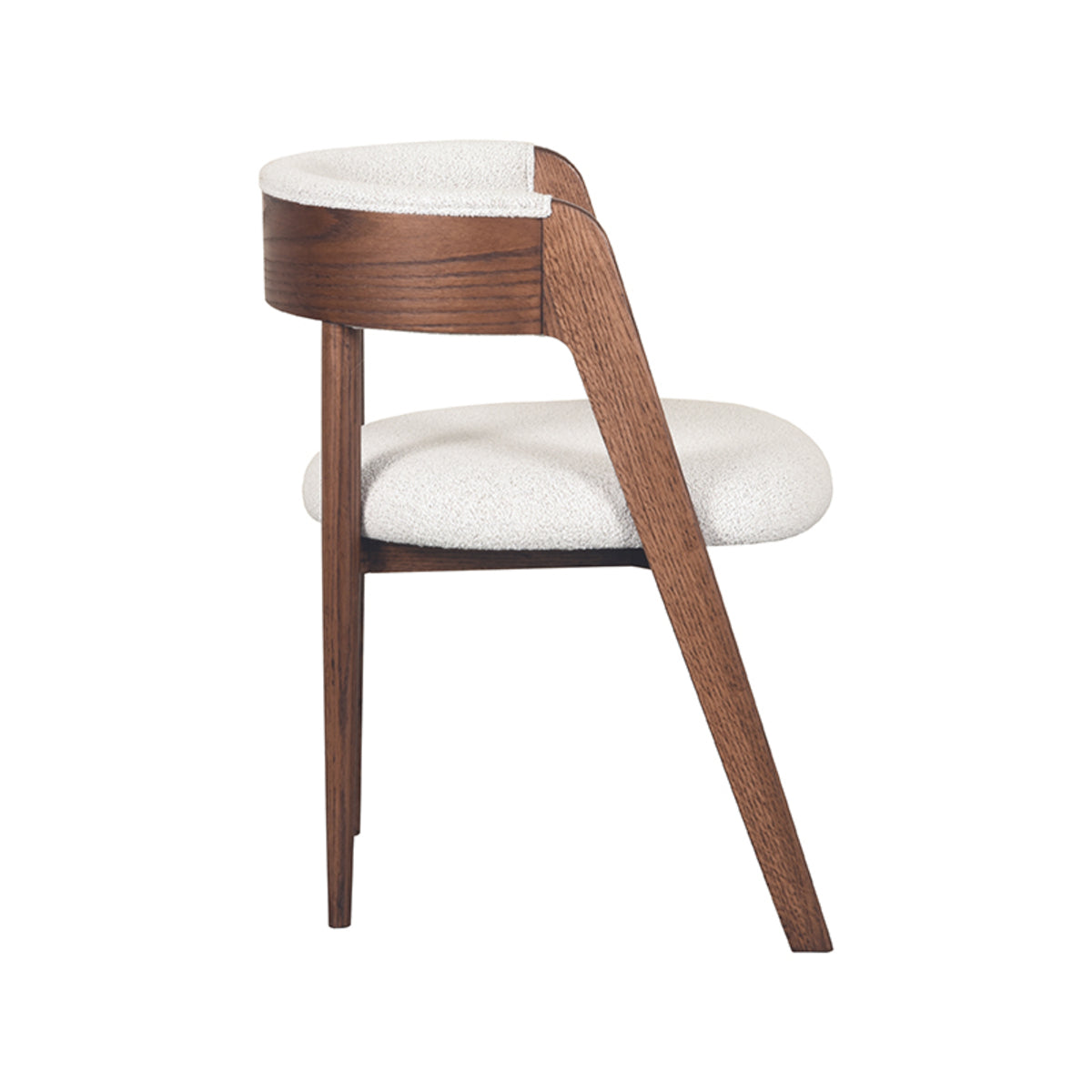 LABEL51 Eetkamerstoelen Sasha - Ecru - Boucle - Walnoot Houten Frame